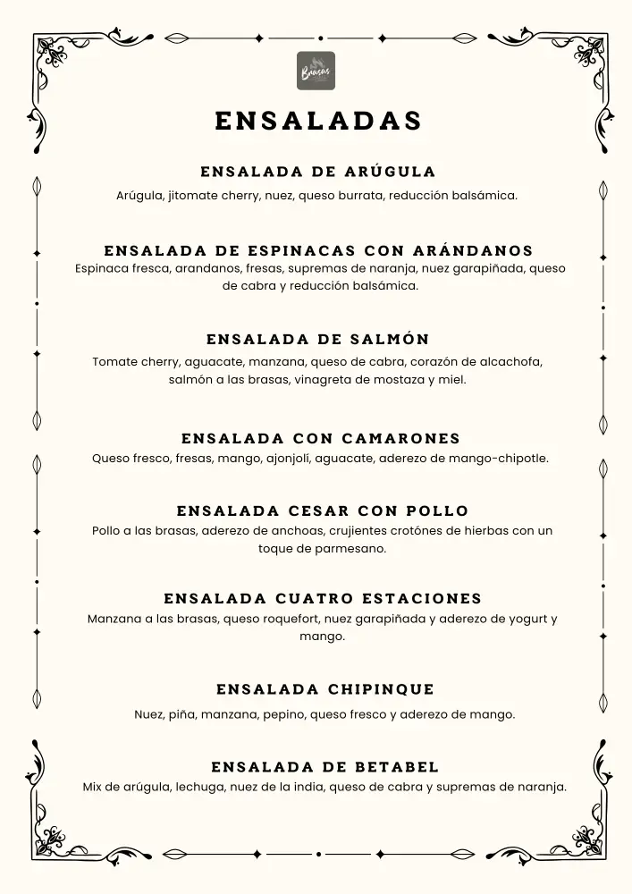 Menú 1 - Entradas y Bebidas